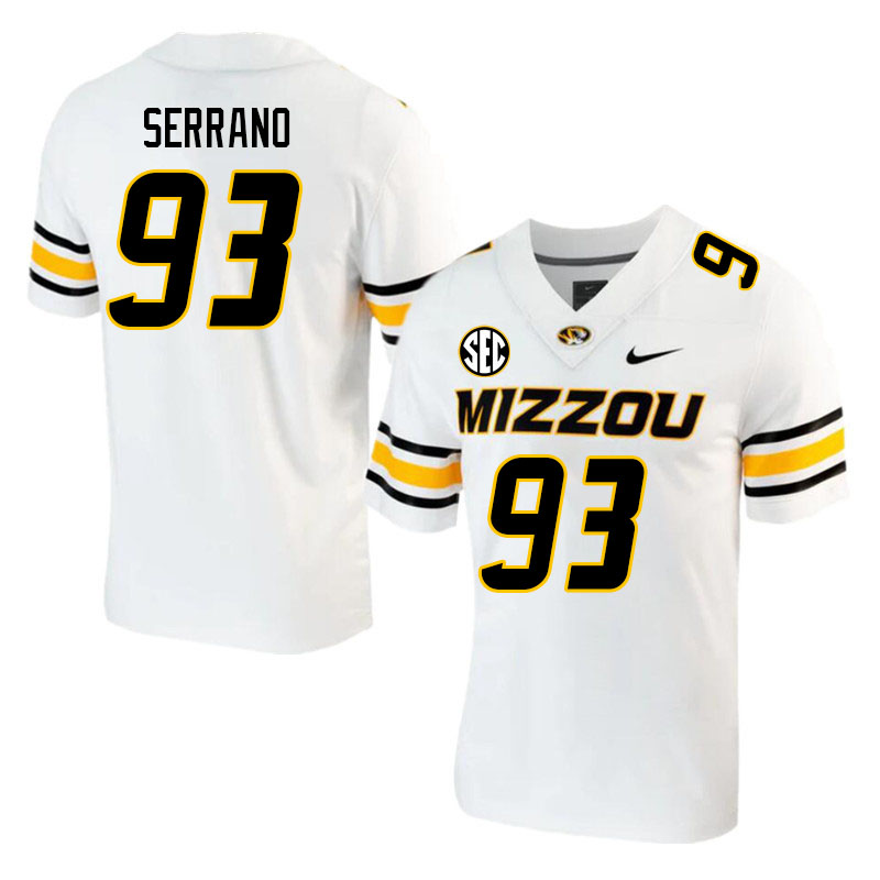 Men-Youth #93 Andrew Serrano Missouri Tigers College 2023 Football Stitched Jerseys Sale-White